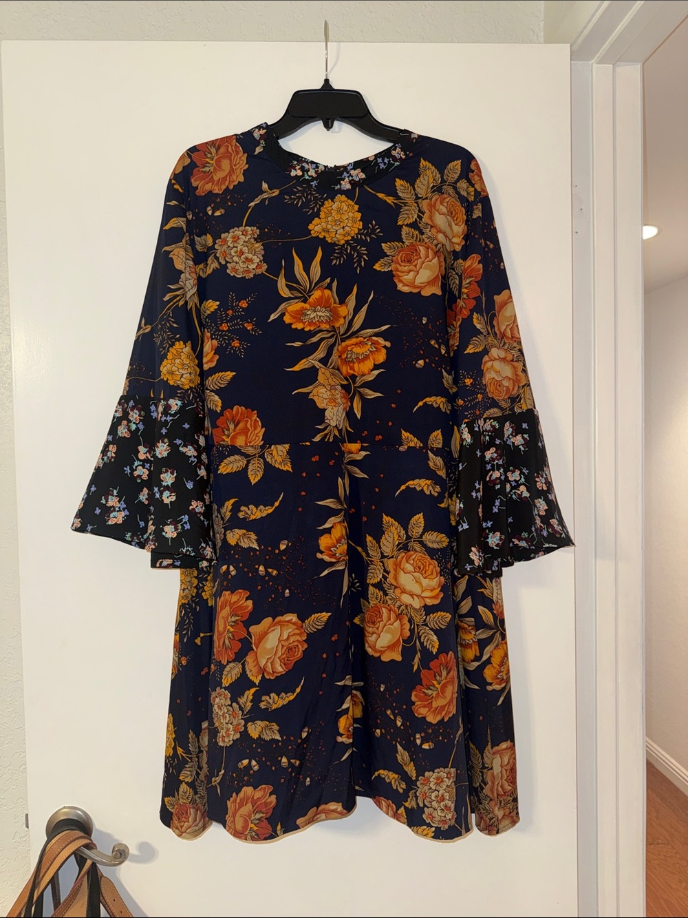 ASOS Curve Navy Dress with Orange Floral Print Size 20